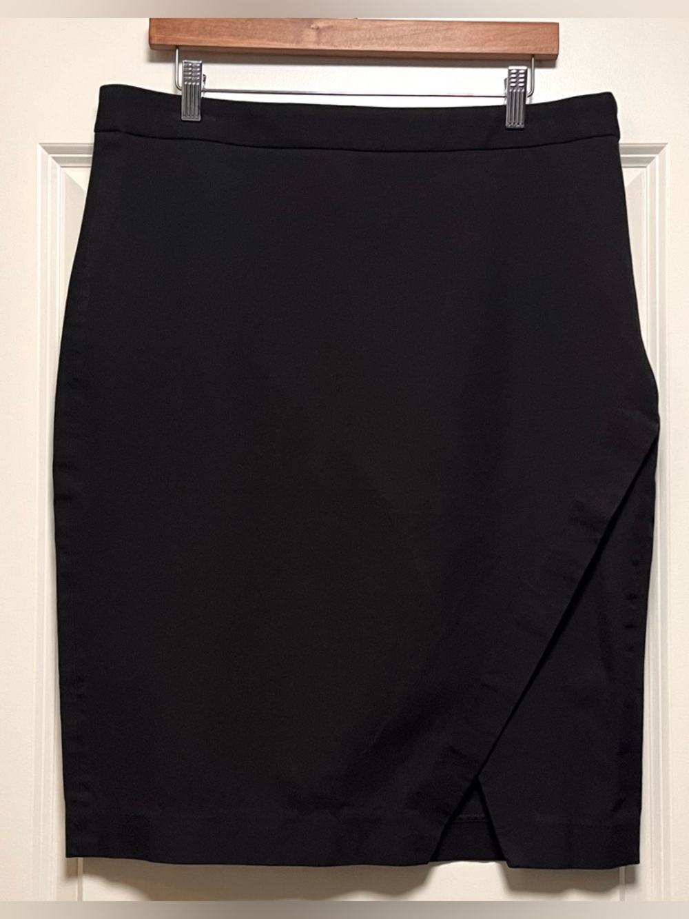 Banana Republic Bi-Stretch Wrap Front Pencil Skirt Preppy Cute Classic Black 14